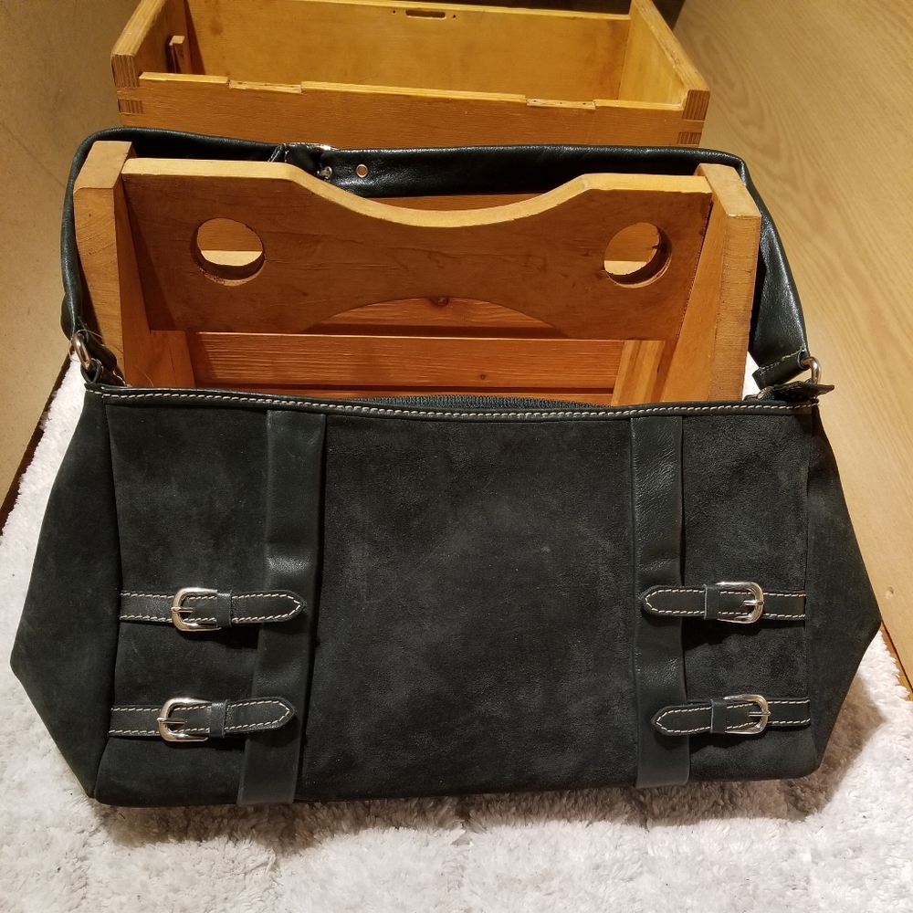 MANOCCHIO Forest Green Suede Purse (8" x 15") - Picture 1 of 11